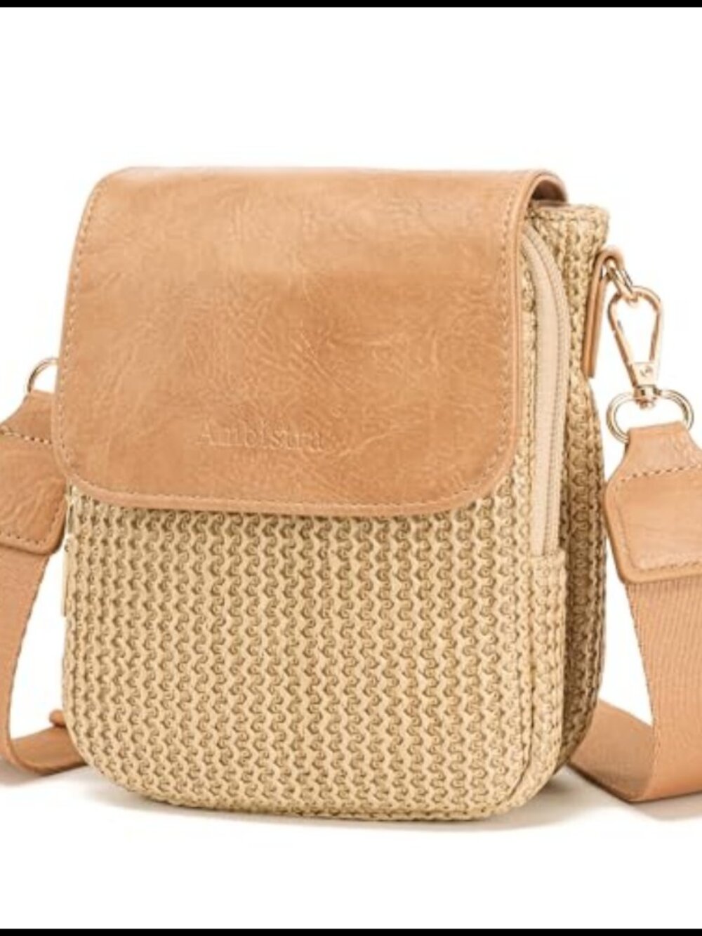 Faux Straw Crossbody Bag Small Woven RFID Phone Purse